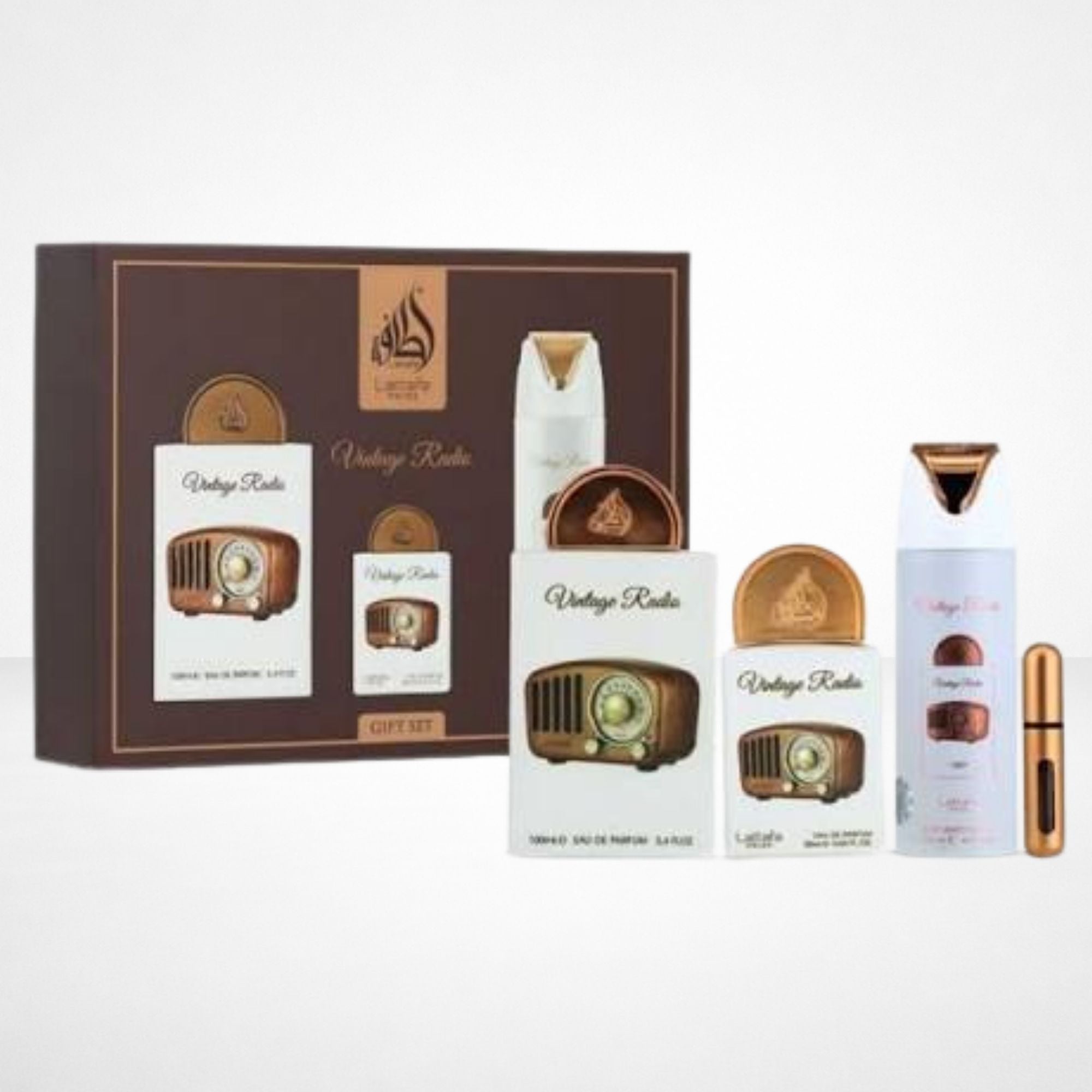 Vintage Radio Estuche 4pz 100ml+Miniatura 20ml+Perfumed Spray 200ml-Unisex